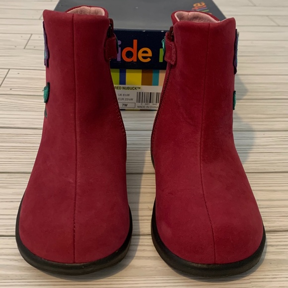 Stride Rite Nubuck Suede Leather Boots W/Embroidered Flowers Size 7W Walking - Picture 2 of 13